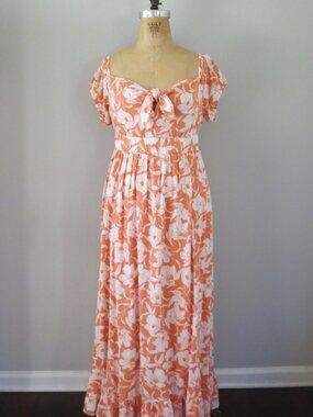 Torrid Coral & White Floral Wedding Guest Maxi Dress